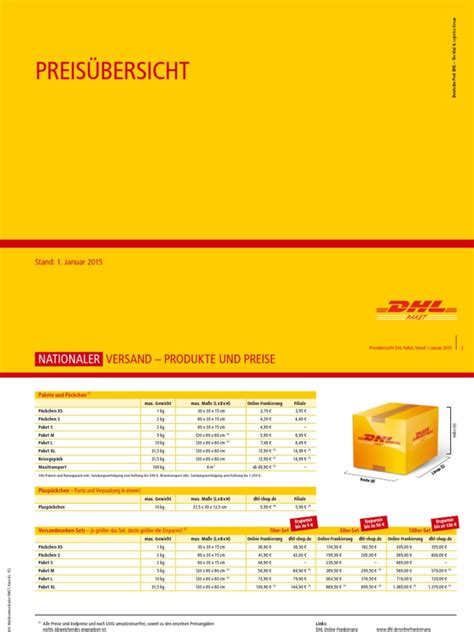 dhl paket größen und preise.